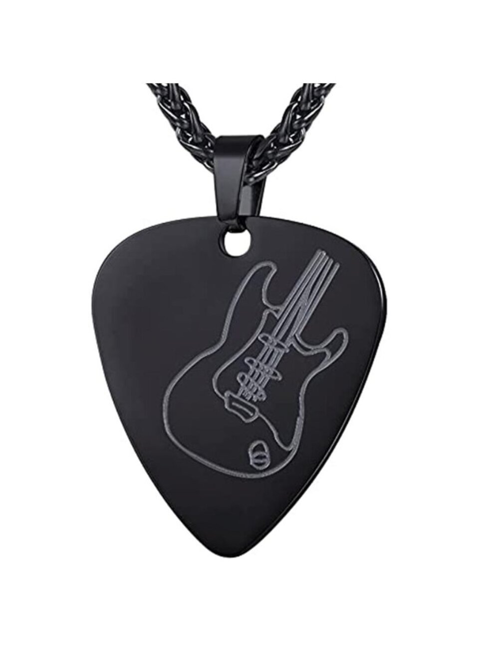 Hip Hop Music Necklace Silver Black Plated Pendant with Chain Stainless Steel